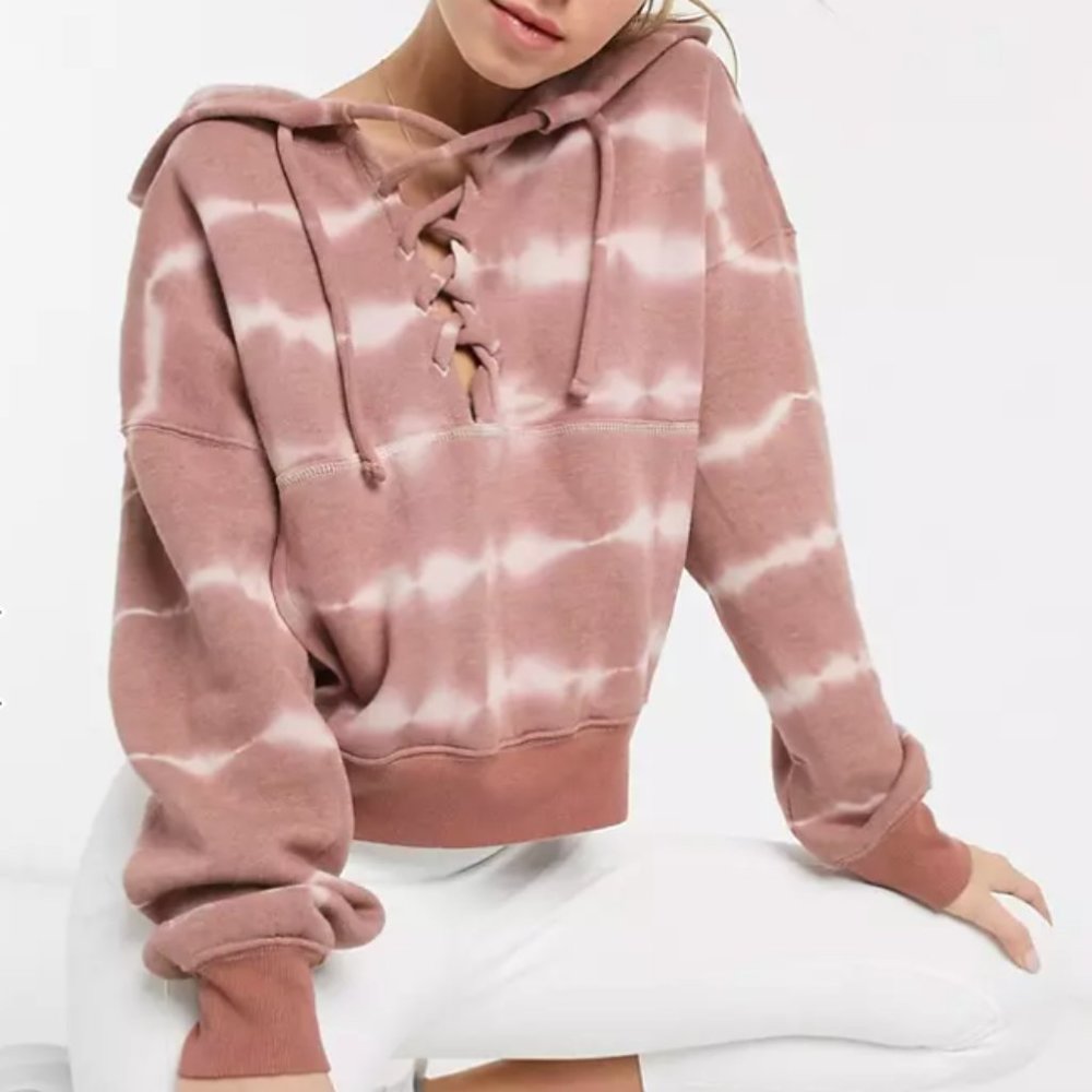 FP Free People Movement Tie Die Lace Up 'Believer' Hoodie Sweatshirt XS